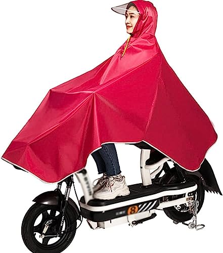Vorbeugung von Regen Fahrrad-Regenmantel, wasserdichter Poncho, 4XL, Motorrad-Poncho, wasserdichter Fahrrad-Roller-Regen-Hoodie-Mantel for Erwachsene (Farbe: Rot, Größe: Single 4XL) (Color : Red, Si von PUTOVA