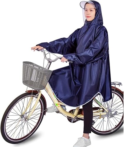 Vorbeugung von Regen Fahrrad-Regenmantel, wasserdichter Poncho, Fahrrad-Regenponcho for Erwachsene, Regenmantel mit Kapuze for Damen und Herren, mit reflektierenden Streifen, leicht, wasserdicht, wied von PUTOVA