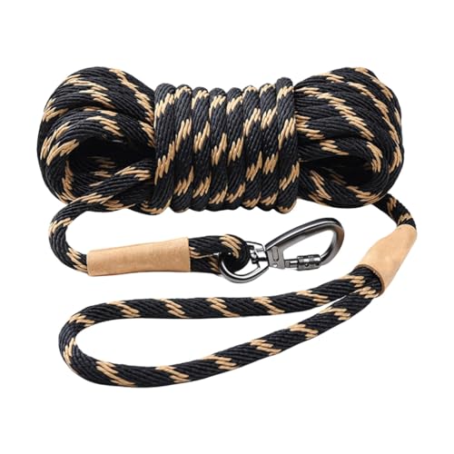 Hundeleine for große Rassen for Training im Freien und Spazierengehen, rutschfeste Nylonleinen mit Karabinerhaken, praktische Hundetraktionsleine(Black,L) von PUYUNA