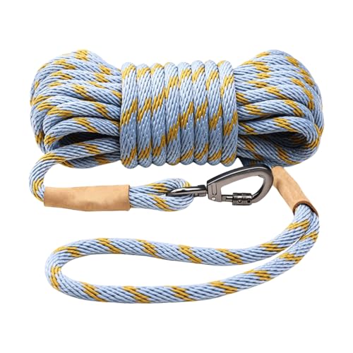 Hundeleine for große Rassen for Training im Freien und Spazierengehen, rutschfeste Nylonleinen mit Karabinerhaken, praktische Hundetraktionsleine(Blue,S) von PUYUNA