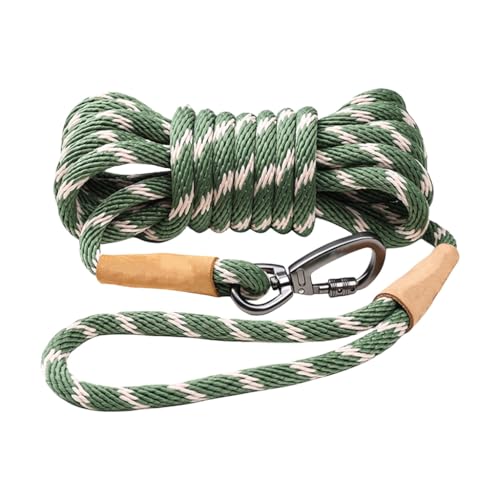 Hundeleine for große Rassen for Training im Freien und Spazierengehen, rutschfeste Nylonleinen mit Karabinerhaken, praktische Hundetraktionsleine(Green,M) von PUYUNA