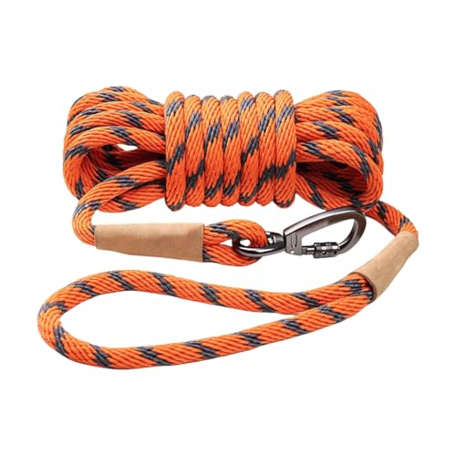 Hundeleine for große Rassen for Training im Freien und Spazierengehen, rutschfeste Nylonleinen mit Karabinerhaken, praktische Hundetraktionsleine(Orange Color,M) von PUYUNA