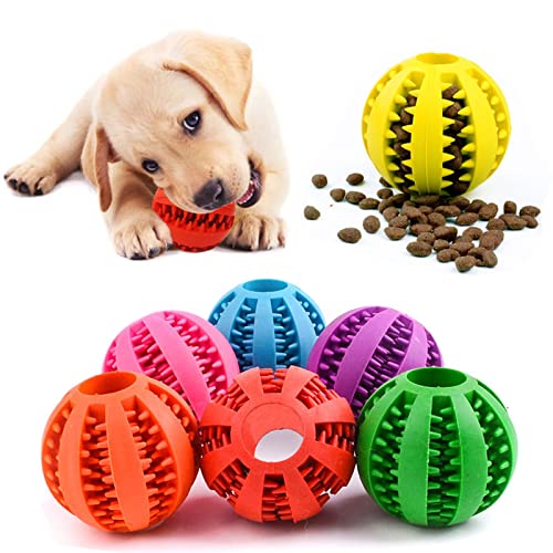 PUYYDS 3 STÜCKE Haustier Hund Interaktive Spielzeugbälle für Kleine Große Hunde Welpen Katze Zahnreinigung Lustige Kauen Unzerstörbare Elastizität Futterball von PUYYDS