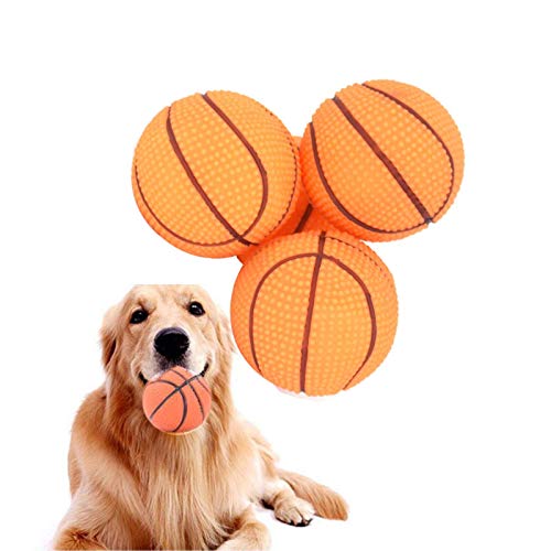 PUYYDS 3 STÜCKE Professionelle Gummi Haustier Hund Basketball Lustige Kinder Haustier Hund Spielzeug Squeaky Ball Hochwertige Haustier Hund Katze Interaktive Trainingswerkzeuge von PUYYDS