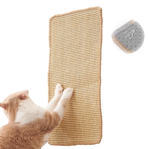 kratzmatte Katze Wand, Sisal Katzenkratzmatte für Indoor Katzen Kätzchen, Wandbodenmontage Natürliche Katzenkratzmatte mit Klebeschraube, 23.6" X 11.8" Reinstallierbarer Möbelschutz von PVFZXS