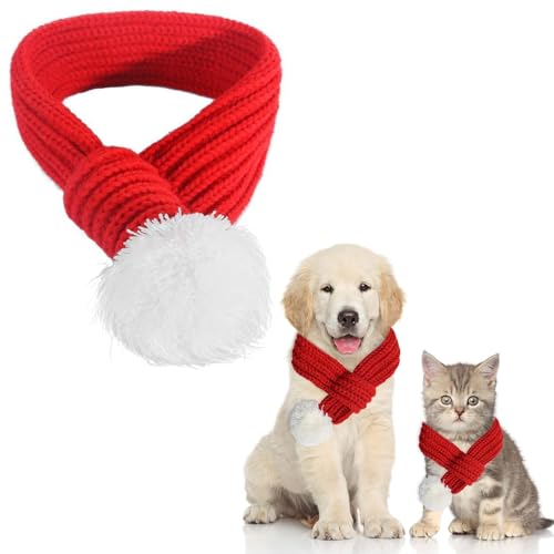 PVFZXS Hund Weihnachten Schal, Hundekostüm, Weihnachtskostüm, Rot (Große Größe L) von PVFZXS