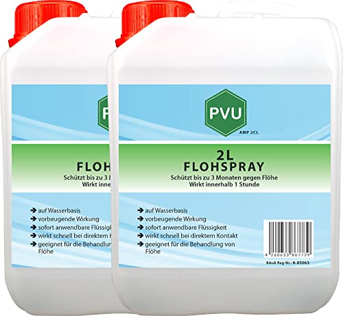 Pvu Floh Spray 2x2L - Langzeitwirkung gegen Flöhe & Tierflöhe Innen und Außen auf Wasserbasis von PVU