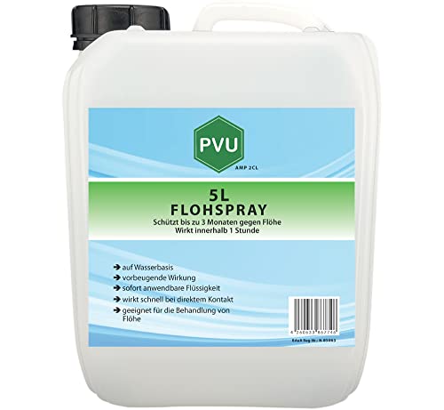 Pvu Floh Spray 5L - Langzeitwirkung gegen Flöhe & Tierflöhe Innen und Außen auf Wasserbasis von PVU