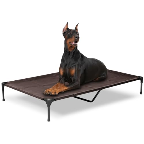 Erhöhtes Outdoor-Hundebett – Hundebetten für große Hunde, XXL, wasserdicht, erhöhtes Hundebett, einfach zu montieren, kühlendes erhöhtes Hundebett mit Teslin-Netz, langlebig, rutschfest, Braun, 150 cm Erhöhtes Outdoor-Hundebett – Hundebetten für große Hunde, XXL, wasserdicht, erhöhtes Hundebett, einfach zu montieren, kühlendes erhöhtes Hundebett mit Teslin-Netz, langlebig, rutschfest, Braun, 150 cm von PVY