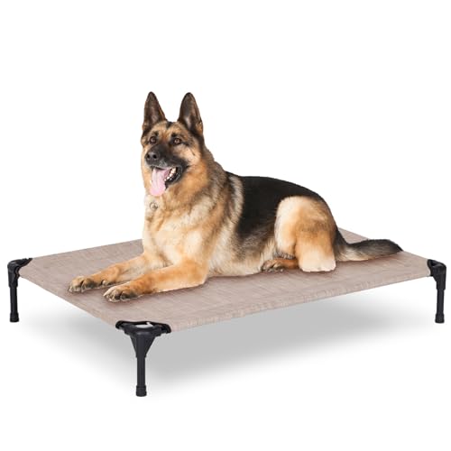 Erhöhtes Outdoor-Hundebett – erhöhtes Hundebett für große Hunde, wasserdichtes Hundebett, einfach zu montieren, kühlendes erhöhtes Hundebett mit atmungsaktivem Teslin-Netz, langlebig, rutschfest, Grau Erhöhtes Outdoor-Hundebett – erhöhtes Hundebett für große Hunde, wasserdichtes Hundebett, einfach zu montieren, kühlendes erhöhtes Hundebett mit atmungsaktivem Teslin-Netz, langlebig, rutschfest, Grau von PVY