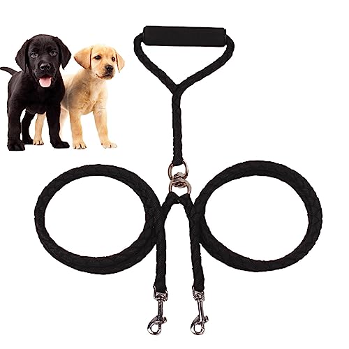 Doppelte Hunde-Bungee-Leine - Tragbare Y-Leine für Haustiere, geflochtene Bungee-Seilleine | Verschleißfeste, verhedderungsfreie Bungee-Leine für Hunde, Bungee-Leine zum Wandern, Camping, Pw tools von PW TOOLS