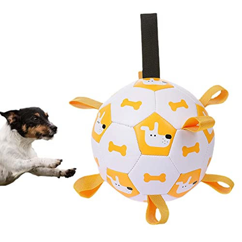 PW TOOLS Fußball für Hunde - Ball Holen Interaktives Spielzeug mit Laschen - Langlebiges Hundespielzeug für draußen Bissfeste Hundebälle für mittelgroße bis große Hunde Heimtierbedarf von PW TOOLS