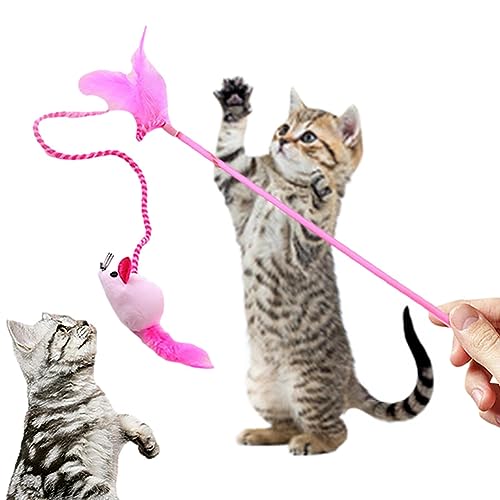 PW TOOLS Katzen-Teaser-Zauberstab - Katzenstab mit Katzenminze, Plüsch, Mausform, interaktives Spielzeug,Haustierspielzeug, weich, lustig, für Tierkliniken, Wohnzimmer, Katzencafés, Häuser von PW TOOLS