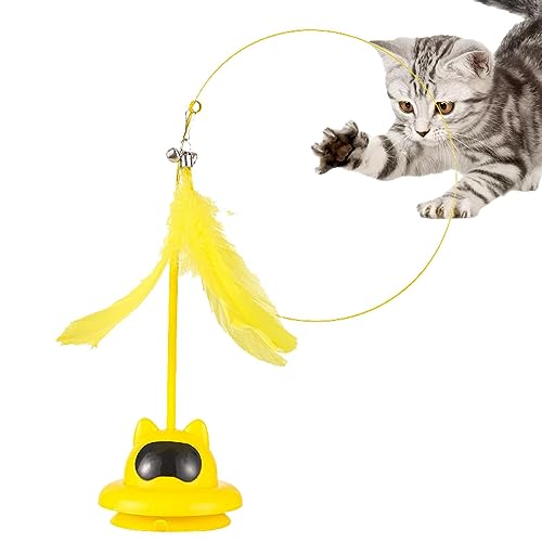 PW TOOLS Katzenfeder-Teaser, Interaktives Plüschkatzenspielzeug mit Saugnapf, Einstellbarer Winkel und Höhe, interaktives Katzenspielzeug für den Innenbereich, Katzenplüschspielzeug für Innenkatzen von PW TOOLS