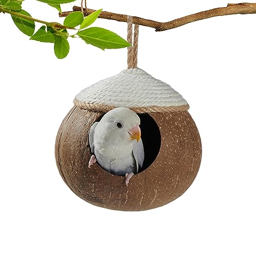 Vogelhäuschen für draußen, Dekoratives Vogelnest mit Kokosnüssen für die Terrasse, 360° kreisförmiges Papageien-Vogelbett, natürliches Kolibri-Nest für den Garten Pw tools von PW TOOLS