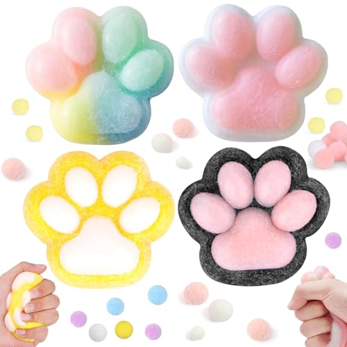PWCTNT Fidget Toys, Anti Stress Spielzeug, 4 Stück Katzenpfoten Stress Spielzeug, Neuheit Niedliche Katzenpfote Quetschspielzeug, Squeeze Toy, Stressabbau Spielzeug für Kinder und Erwachsene PWCTNT Fidget Toys, Anti Stress Spielzeug, 4 Stück Katzenpfoten Stress Spielzeug, Neuheit Niedliche Katzenpfote Quetschspielzeug, Squeeze Toy, Stressabbau Spielzeug für Kinder und Erwachsene von PWCTNT