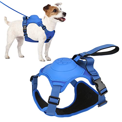 Hundegeschirr, einziehbar, kein Ziehen, automatisches Stopp-Seil für Sicherheit, verstellbar, reflektierend, Oxford, einfache Kontrolle, für 15–33 mittelgroße Hunde (blau) von PWEZON