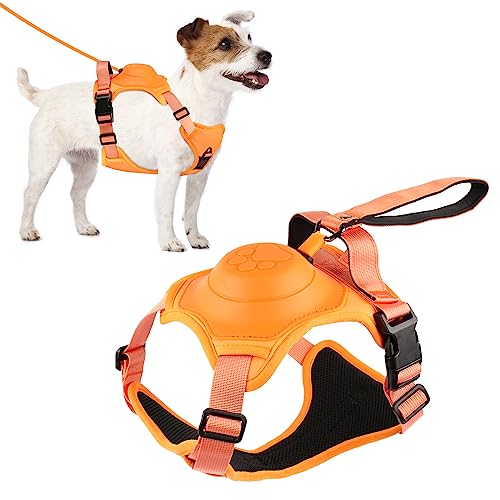 PWEZON Retractable No-Pull Hundegeschirr, Auto-Stop Seil für die Sicherheit zu verwenden, einstellbare reflektierende Oxford einfache Kontrolle, für Kleine Mittlere Große Hunde verwenden (Orange) von PWEZON