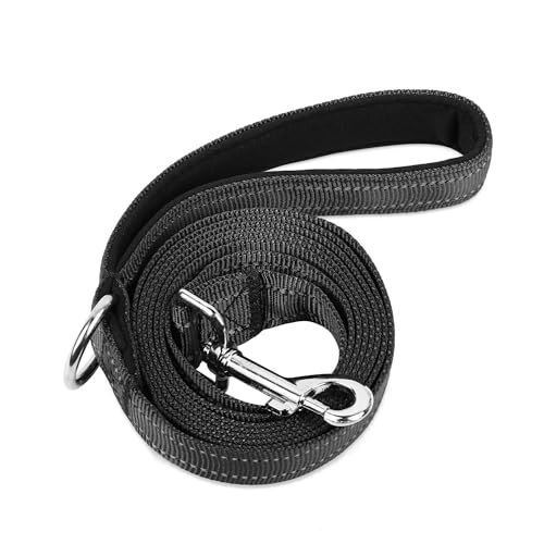 PWOD Doppelseitige, reflektierende Nylon-Hundeleine, 1,2 m, 1,5 m, 1,8 m, weich gepolsterter Griff, robuste Leinen mit D-Ring für mittelgroße und große Hunde, Schwarz - A, 1,8 m PWOD Doppelseitige, reflektierende Nylon-Hundeleine, 1,2 m, 1,5 m, 1,8 m, weich gepolsterter Griff, robuste Leinen mit D-Ring für mittelgroße und große Hunde, Schwarz - A, 1,8 m von PWOD