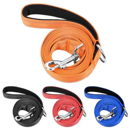PWOD Doppelseitige, reflektierende Nylon-Hundeleine, 1,8 m, 1,2 m, 1,5 m, weich gepolsterter Griff, robuste Leinen mit D-Ring für mittelgroße und große Hunde, Orange PWOD Doppelseitige, reflektierende Nylon-Hundeleine, 1,8 m, 1,2 m, 1,5 m, weich gepolsterter Griff, robuste Leinen mit D-Ring für mittelgroße und große Hunde, Orange von PWOD