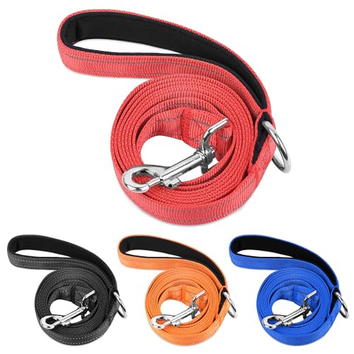 PWOD Doppelseitige, reflektierende Nylon-Hundeleine, 1,8 m, 1,2 m, 1,5 m, weich gepolsterter Griff, robuste Leinen mit D-Ring für mittelgroße und große Hunde, Rot PWOD Doppelseitige, reflektierende Nylon-Hundeleine, 1,8 m, 1,2 m, 1,5 m, weich gepolsterter Griff, robuste Leinen mit D-Ring für mittelgroße und große Hunde, Rot von PWOD