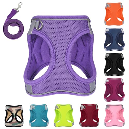 PWOD Hundegeschirr mit Leine, kein Ziehen, reflektierend, mit 1 Leinenclip, verstellbar, weich gepolstert, für einfachere Spaziergänge, für kleine, mittelgroße und große Hunde, Katzen (Hellviolett, PWOD Hundegeschirr mit Leine, kein Ziehen, reflektierend, mit 1 Leinenclip, verstellbar, weich gepolstert, für einfachere Spaziergänge, für kleine, mittelgroße und große Hunde, Katzen (Hellviolett, von PWOD