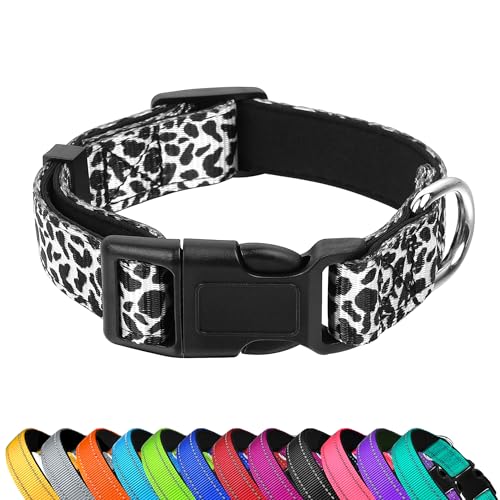 PWOD Reflektierendes Hundehalsband, verstellbar, weiches Neopren, gepolstert, Nylon, Haustierhalsbänder mit Schnalle für Welpen und kleine Hunde, Katzen, schwarz-weiße Kuh, M PWOD Reflektierendes Hundehalsband, verstellbar, weiches Neopren, gepolstert, Nylon, Haustierhalsbänder mit Schnalle für Welpen und kleine Hunde, Katzen, schwarz-weiße Kuh, M von PWOD