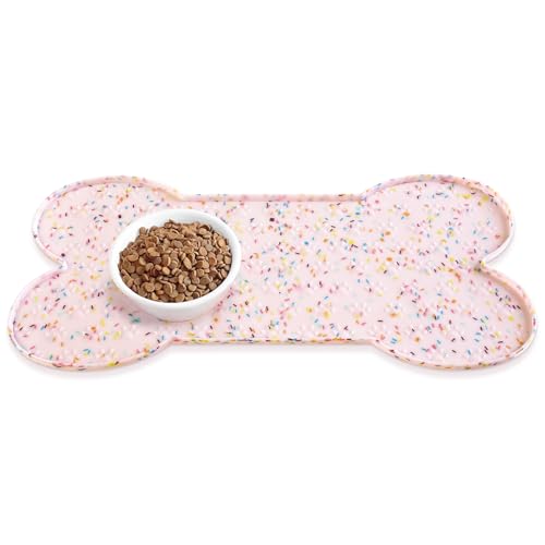 PWTAA Hundefuttermatte, rutschfest, Silikon, dickeres Haustier-Platzset, wasserdicht, mit erhöhtem Rand, für Welpen, Kätzchen, Futtermatten, geeignet für kleine, mittelgroße Hunde und Katzen PWTAA Hundefuttermatte, rutschfest, Silikon, dickeres Haustier-Platzset, wasserdicht, mit erhöhtem Rand, für Welpen, Kätzchen, Futtermatten, geeignet für kleine, mittelgroße Hunde und Katzen von PWTAA