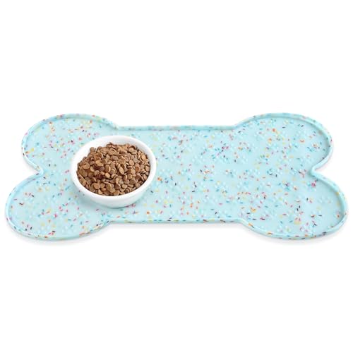 PWTAA Hundefuttermatte, rutschfest, Silikon, dickeres Haustier-Platzset, wasserdicht, mit erhöhtem Rand, für Welpen, Kätzchen, Futtermatten, geeignet für kleine, mittelgroße Hunde und Katzen PWTAA Hundefuttermatte, rutschfest, Silikon, dickeres Haustier-Platzset, wasserdicht, mit erhöhtem Rand, für Welpen, Kätzchen, Futtermatten, geeignet für kleine, mittelgroße Hunde und Katzen von PWTAA
