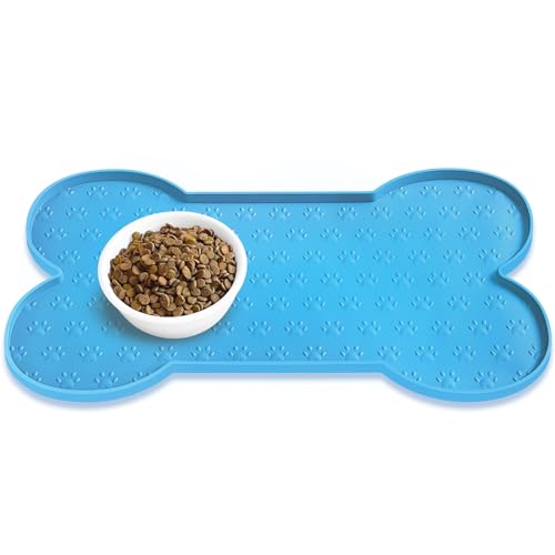 PWTAA Hundefuttermatte, rutschfest, Silikon, dickeres Haustier-Platzset, wasserdicht, mit erhöhtem Rand, für Welpen, Kätzchen, Futtermatten, geeignet für kleine, mittelgroße Hunde und Katzen von PWTAA