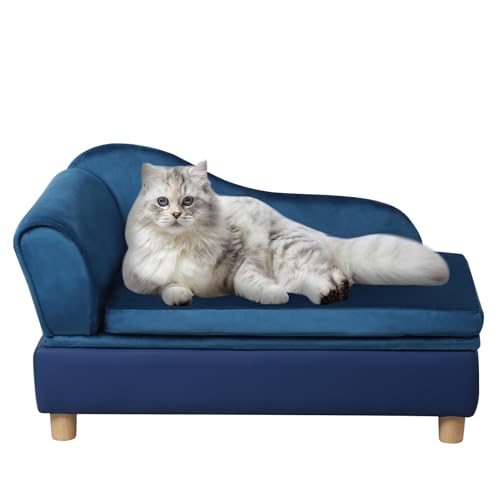 Haustiersofa für Hunde und Katzen, Samtstoff, einfache Montage mit Stauraum unter dem Sitz, leicht und tragbar, inklusive waschbarem Kissen und stabilen Kunststofffüßen, für kleine/mittelgroße Haustiersofa für Hunde und Katzen, Samtstoff, einfache Montage mit Stauraum unter dem Sitz, leicht und tragbar, inklusive waschbarem Kissen und stabilen Kunststofffüßen, für kleine/mittelgroße von PWTJ