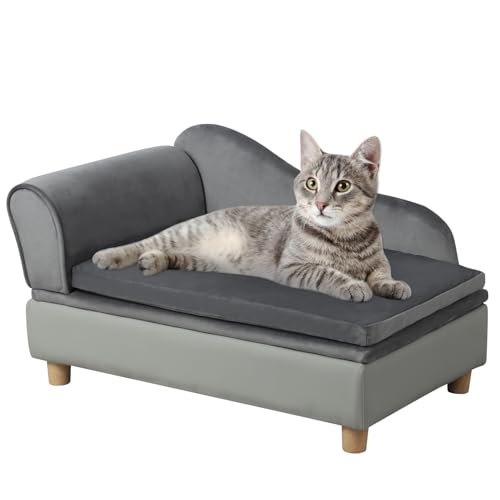 Haustiersofa für Hunde & Katzen, Samtstoff, einfache Montage mit Stauraum unter dem Sitz, leicht und tragbar, inklusive waschbarem Kissen und stabilen Kunststofffüßen, für kleine/mittelgroße Haustiere Haustiersofa für Hunde & Katzen, Samtstoff, einfache Montage mit Stauraum unter dem Sitz, leicht und tragbar, inklusive waschbarem Kissen und stabilen Kunststofffüßen, für kleine/mittelgroße Haustiere von PWTJ