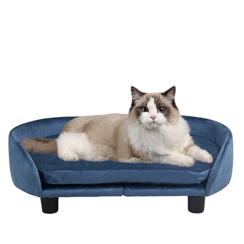 Haustiersofa für Hunde und Katzen, weicher Samtstoff, einfache Montage, leicht und tragbar, inklusive waschbarem Kissen und strapazierfähigen schwarzen Kunststofffüßen, für kleine/mittelgroße Haustiersofa für Hunde und Katzen, weicher Samtstoff, einfache Montage, leicht und tragbar, inklusive waschbarem Kissen und strapazierfähigen schwarzen Kunststofffüßen, für kleine/mittelgroße von PWTJ
