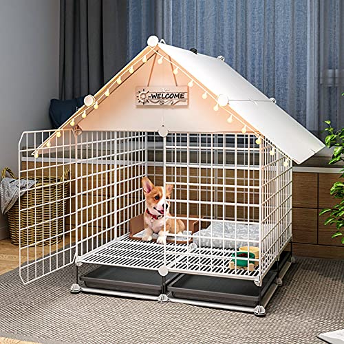 Kleintierkäfig, Käfig für Haustiere, Hundekäfig - Welpen-Zaunkäfig - ABS-Tablett, Faltbare Welpenkiste, Katzentransportbox, Hundekiste, DIY-Kleintierkäfig(C6) von PXAMORTEL