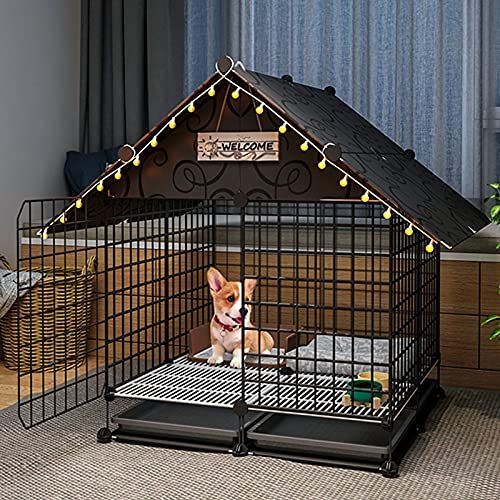 Kleintierkäfig, Käfig für Haustiere, Hundekäfig - Welpen-Zaunkäfig - ABS-Tablett, Faltbare Welpenkiste, Katzentransportbox, Hundekiste, DIY-Kleintierkäfig(C7) von PXAMORTEL