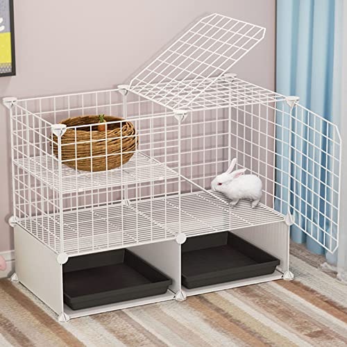 Kleintierkäfig, Käfig für Haustiere, Kaninchenkäfig, Hasenstall for den Innenbereich, Meerschweinchenkäfige mit herausnehmbaren Ausziehtabletts(A,75 * 39 * 54cm) von PXAMORTEL