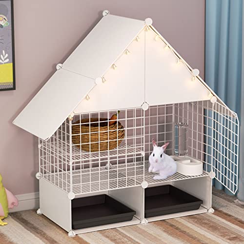Kleintierkäfig, Käfig für Haustiere, Kaninchenkäfig, Hasenstall for den Innenbereich, Meerschweinchenkäfige mit herausnehmbaren Ausziehtabletts(A,75 * 39 * 89cm) von PXAMORTEL