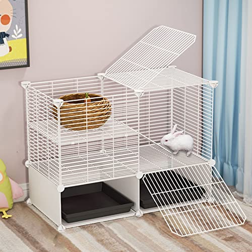 Kleintierkäfig, Käfig für Haustiere, Kaninchenkäfig, Hasenstall for den Innenbereich, Meerschweinchenkäfige mit herausnehmbaren Ausziehtabletts(B,75 * 39 * 54cm) von PXAMORTEL