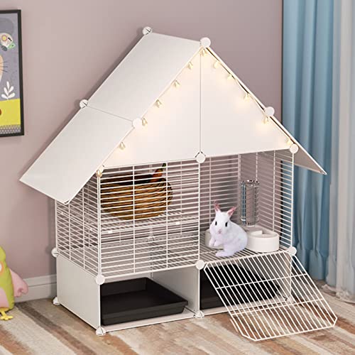 Kleintierkäfig, Käfig für Haustiere, Kaninchenkäfig, Hasenstall for den Innenbereich, Meerschweinchenkäfige mit herausnehmbaren Ausziehtabletts(B,75 * 39 * 89cm) von PXAMORTEL