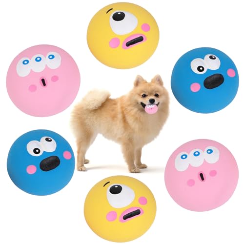 PZJFH 6 Stück Quietschendes Hundespielzeug Lustiges Tier Naturkautschuk Latex Hundebälle Squeaky Dog Toy Hundeball Hundespielzeug Ball für Klein Hunde Interaktives Spielen Sortiert Farbe von PZJFH