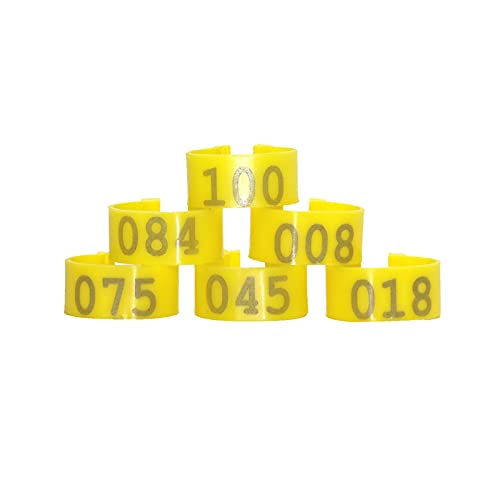 Hühnerfußring, Innendurchmesser 2 cm, offene Schnalle, Hühnerfußring, Fußclip, Ringbänder, Größe M, Gelb, 100 Stück Hühnerfußring, Innendurchmesser 2 cm, offene Schnalle, Hühnerfußring, Fußclip, Ringbänder, Größe M, Gelb, 100 Stück von PZOFERLIN