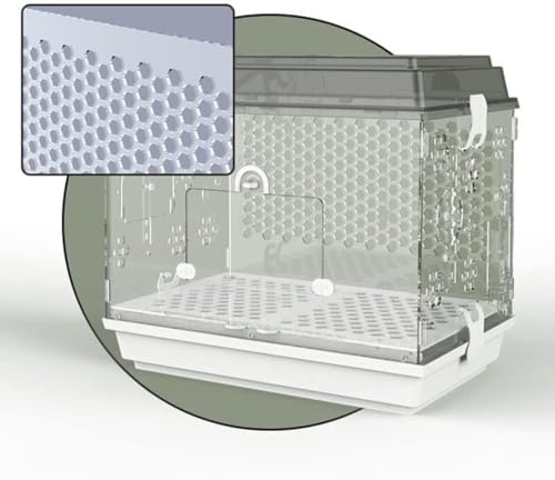 Vogelkäfig Tragbares Vogelkäfig-Trägerhaus aus Acryl mit herausziehbarem Tablett und Belüftungsdesign 18,5 x 16,7 x 11,8 Zoll(Gray) von PZOFERLIN
