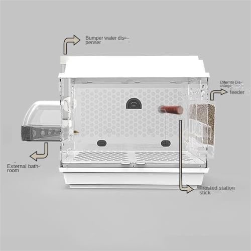 Vogelkäfig Tragbares Vogelkäfig-Trägerhaus aus Acryl mit herausziehbarem Tablett und Belüftungsdesign 18,5 x 16,7 x 11,8 Zoll(White) von PZOFERLIN