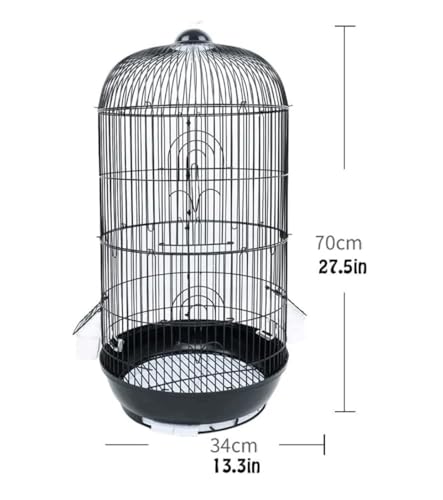 Vogelkäfig Vogelkäfig aus Metall, rund, Schmiedeeisen, Vogelhaus, tragbar(Black) von PZOFERLIN