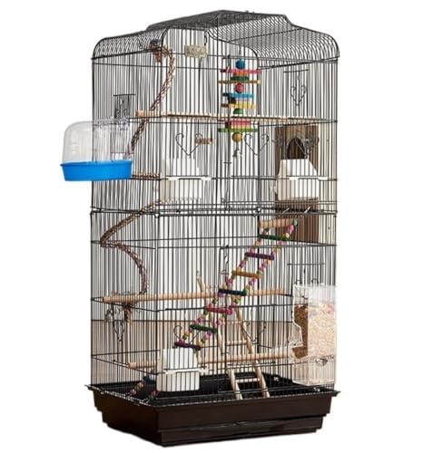 Vogelkäfig Vogelkäfig aus Metall mit ausziehbarem Tablett, Bodennetz, verschließbarer Tür for Wellensittiche und Papageien, 47 x 36 x 93 cm von PZOFERLIN