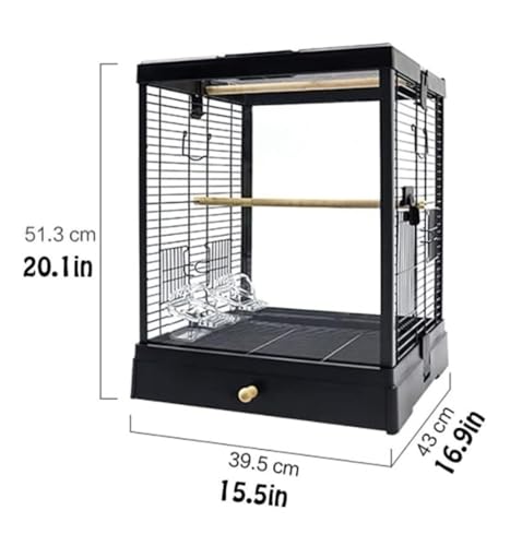 Vogelkäfig Vogelkäfig for Wellensittiche Flugkäfig mit Zubehör(Black) von PZOFERLIN