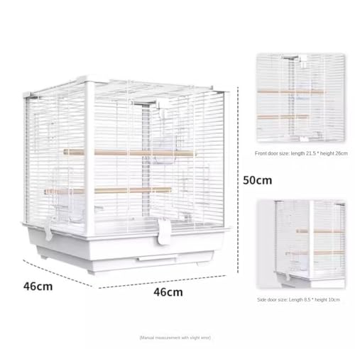 Vogelkäfig Vogelkäfig mit Futtertablett für Papageien, Papageien, Papageien, Wellenpapageien, 46x46x50cm(White) von PZOFERLIN