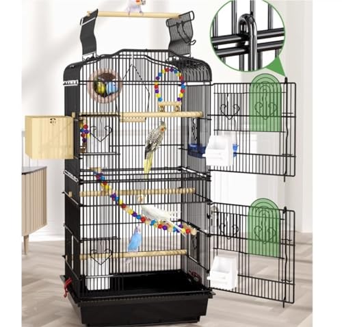 Vogelkäfig Wellensittich-Vogelkäfig, 91,4 cm, mit abnehmbarem Rollständer, Oben offen, Doppeltüren, Schwarz/Weiß(Black) von PZOFERLIN