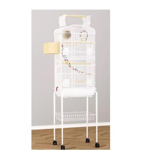 Vogelkäfig Wellensittich-Vogelkäfig, 91,4 cm, mit abnehmbarem Rollständer, Oben offen, Doppeltüren, Schwarz/Weiß(White) von PZOFERLIN
