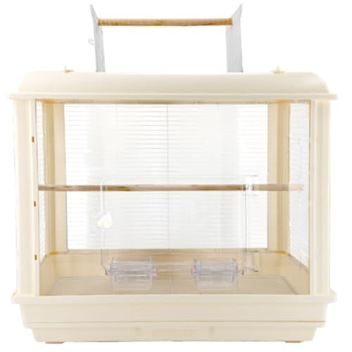 Vogelkäfig aus Metall und Kunststoff mit herausnehmbarer Bodenwanne für kleine Vögel (beige) von PZOFERLIN